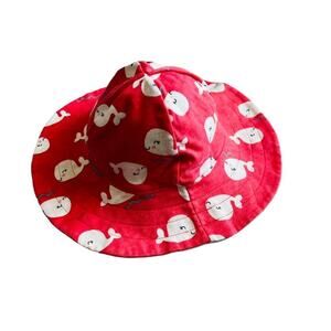 Reversible Pink / blue striped bucket sun toddler hat